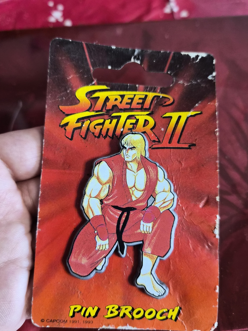 Street Fighter II Ken Pin Brooch - Red